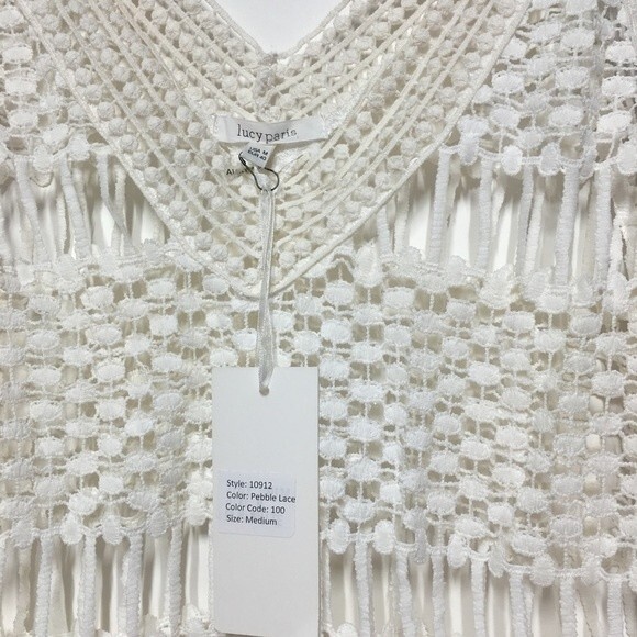 Lucy Paris Ivory Crotchet Pebble Lace Midi Dress M NWT - Picture 4 of 7